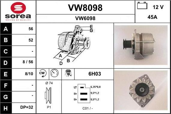 SNRA VW8098 - Alternator www.molydon.hr