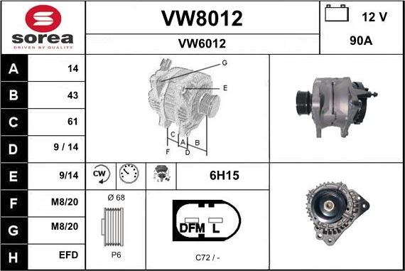 SNRA VW8012 - Alternator www.molydon.hr