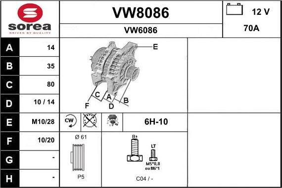 SNRA VW8086 - Alternator www.molydon.hr