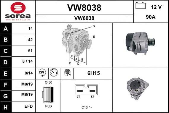 SNRA VW8038 - Alternator www.molydon.hr