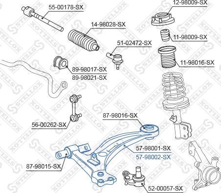 Stellox 57-98002-SX - Rame, Nezavisna poluga za ovjes kotača www.molydon.hr