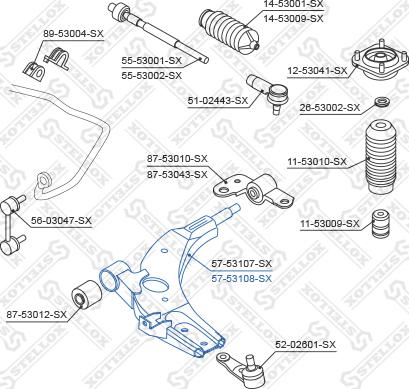 Stellox 57-53108-SX - Rame, Nezavisna poluga za ovjes kotača www.molydon.hr