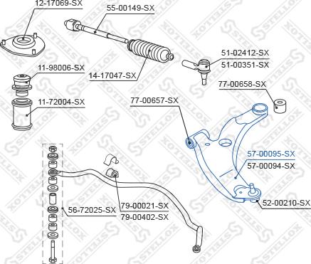 Stellox 57-00095-SX - Rame, Nezavisna poluga za ovjes kotača www.molydon.hr