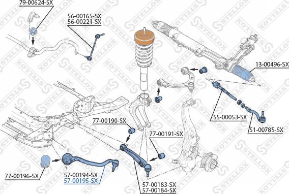 Stellox 57-00195-SX - Rame, Nezavisna poluga za ovjes kotača www.molydon.hr