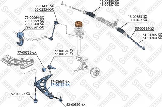 Stellox 57-00137-SX - Rame, Nezavisna poluga za ovjes kotača www.molydon.hr