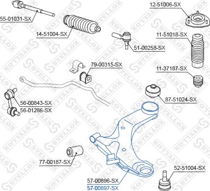 Stellox 57-00897-SX - Rame, Nezavisna poluga za ovjes kotača www.molydon.hr