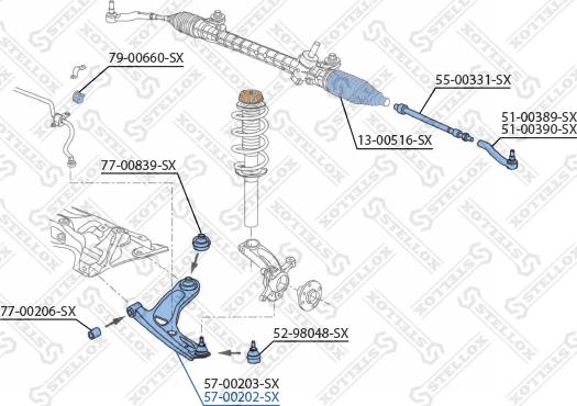 Stellox 57-00202-SX - Rame, Nezavisna poluga za ovjes kotača www.molydon.hr