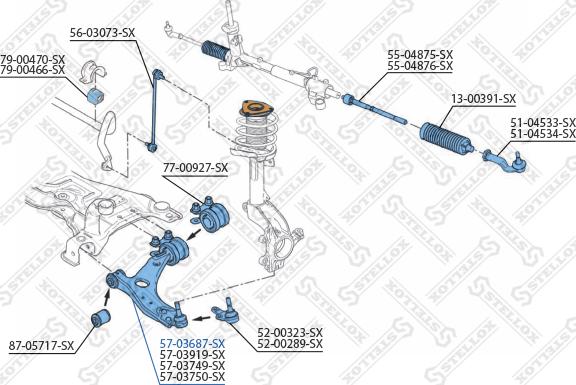 Stellox 57-03687-SX - Rame, Nezavisna poluga za ovjes kotača www.molydon.hr