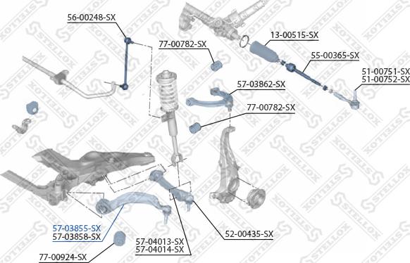 Stellox 57-03855-SX - Rame, Nezavisna poluga za ovjes kotača www.molydon.hr