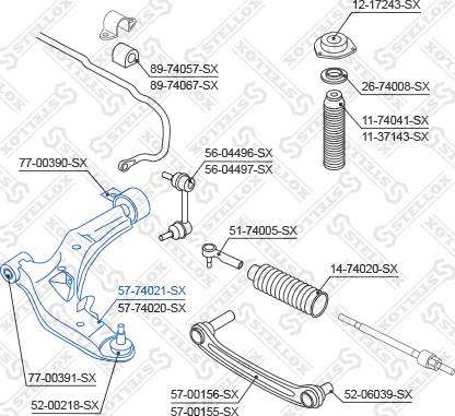 Stellox 57-74021-SX - Rame, Nezavisna poluga za ovjes kotača www.molydon.hr