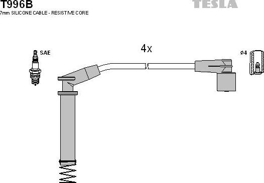 TESLA T996B - Set kablova za paljenje www.molydon.hr