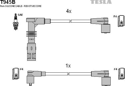 TESLA T945B - Set kablova za paljenje www.molydon.hr