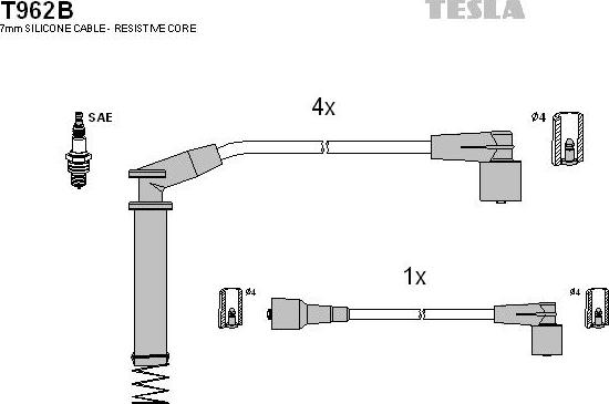 TESLA T962B - Set kablova za paljenje www.molydon.hr