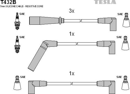 TESLA T432B - Set kablova za paljenje www.molydon.hr