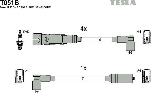 TESLA T051B - Set kablova za paljenje www.molydon.hr