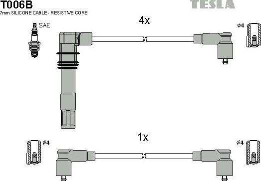 TESLA T006B - Set kablova za paljenje www.molydon.hr