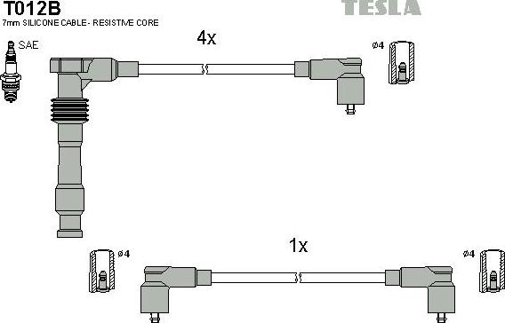 TESLA T012B - Set kablova za paljenje www.molydon.hr