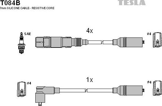 TESLA T084B - Set kablova za paljenje www.molydon.hr