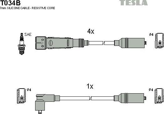 TESLA T034B - Set kablova za paljenje www.molydon.hr