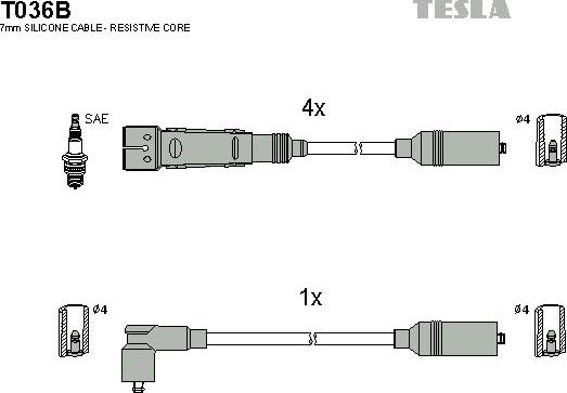 TESLA T036B - Set kablova za paljenje www.molydon.hr