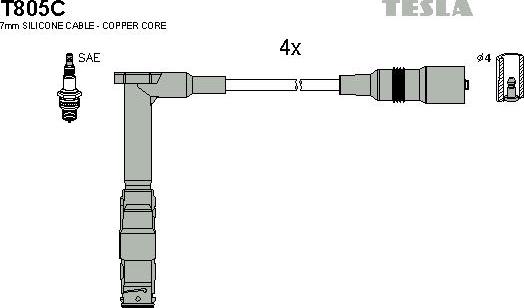 TESLA T805C - Set kablova za paljenje www.molydon.hr