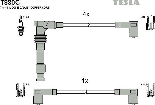 TESLA T880C - Set kablova za paljenje www.molydon.hr
