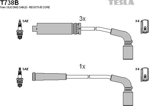 TESLA T738B - Set kablova za paljenje www.molydon.hr