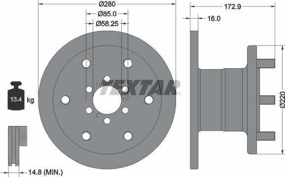 Textar 93042801 - Kočioni disk www.molydon.hr