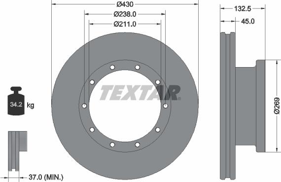 Textar 93087900 - Kočioni disk www.molydon.hr