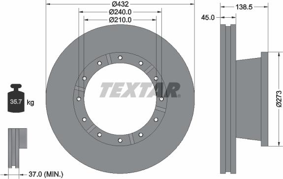 Textar 93142900 - Kočioni disk www.molydon.hr