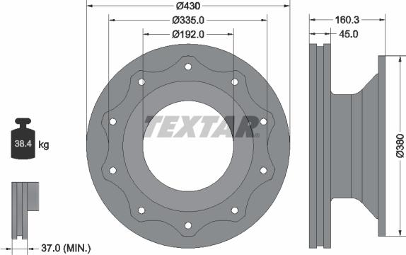 Textar 93101900 - Kočioni disk www.molydon.hr