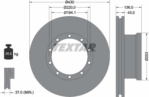 Textar 93101200 - Kočioni disk www.molydon.hr