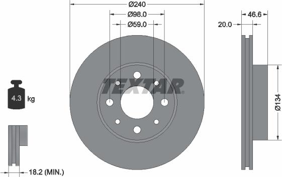 Textar 92090300 - Kočioni disk www.molydon.hr