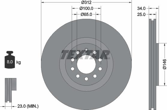 Textar 92098505 - Kočioni disk www.molydon.hr