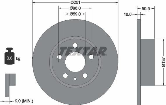 Textar 92046900 - Kočioni disk www.molydon.hr