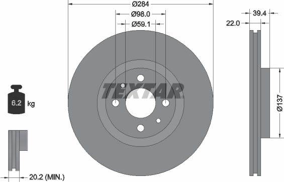 Textar 92055200 - Kočioni disk www.molydon.hr