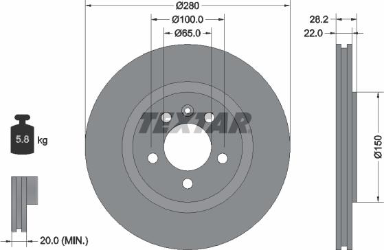 Textar 92057100 - Kočioni disk www.molydon.hr