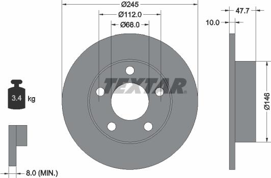 Textar 92088505 - Kočioni disk www.molydon.hr