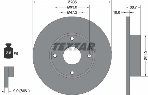 Textar 92025300 - Kočioni disk www.molydon.hr