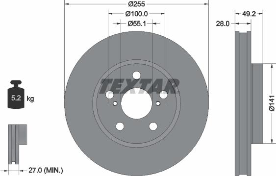 Textar 92077500 - Kočioni disk www.molydon.hr