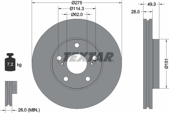 Textar 92077703 - Kočioni disk www.molydon.hr