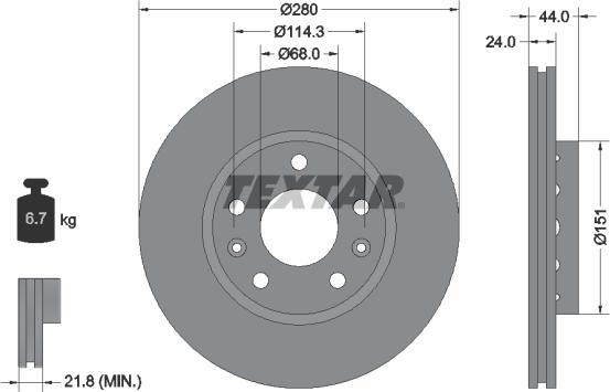 Textar 92195503 - Kočioni disk www.molydon.hr