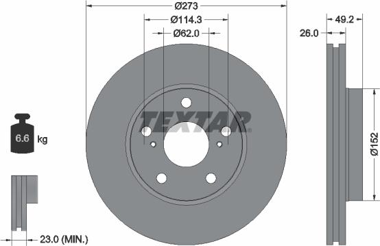 Textar 92163700 - Kočioni disk www.molydon.hr