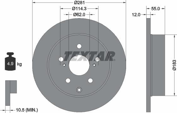 Textar 92162100 - Kočioni disk www.molydon.hr