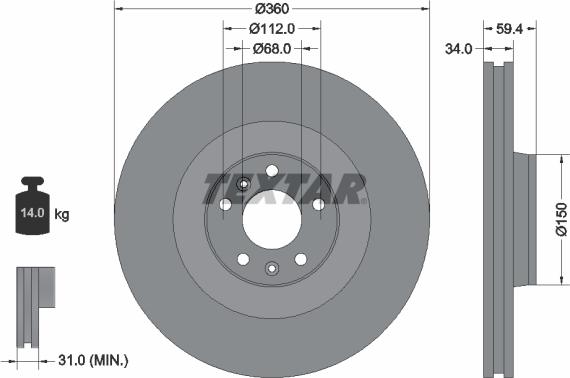 Textar 92122203 - Kočioni disk www.molydon.hr