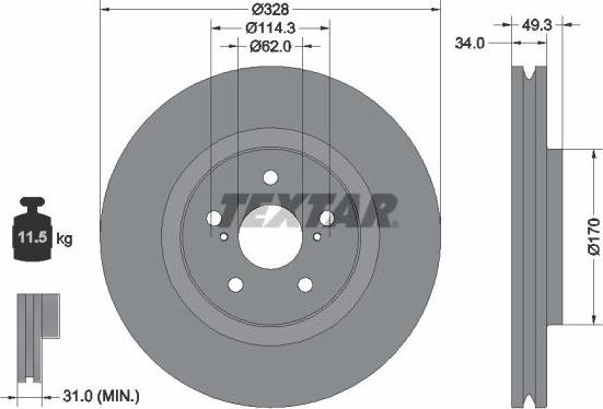 Textar 92349505 - Kočioni disk www.molydon.hr