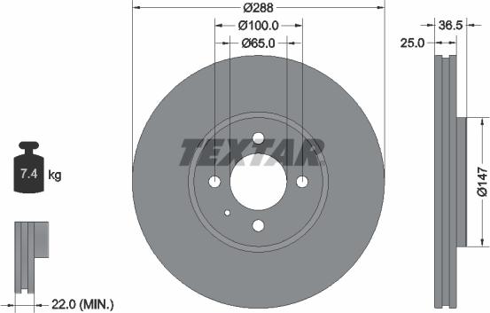 Textar 92302303 - Kočioni disk www.molydon.hr