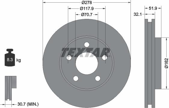 Textar 92332500 - Kočioni disk www.molydon.hr