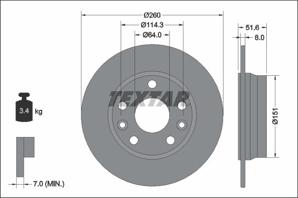 Textar 92337703 - Kočioni disk www.molydon.hr