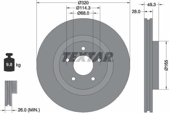 Textar 92299403 - Kočioni disk www.molydon.hr